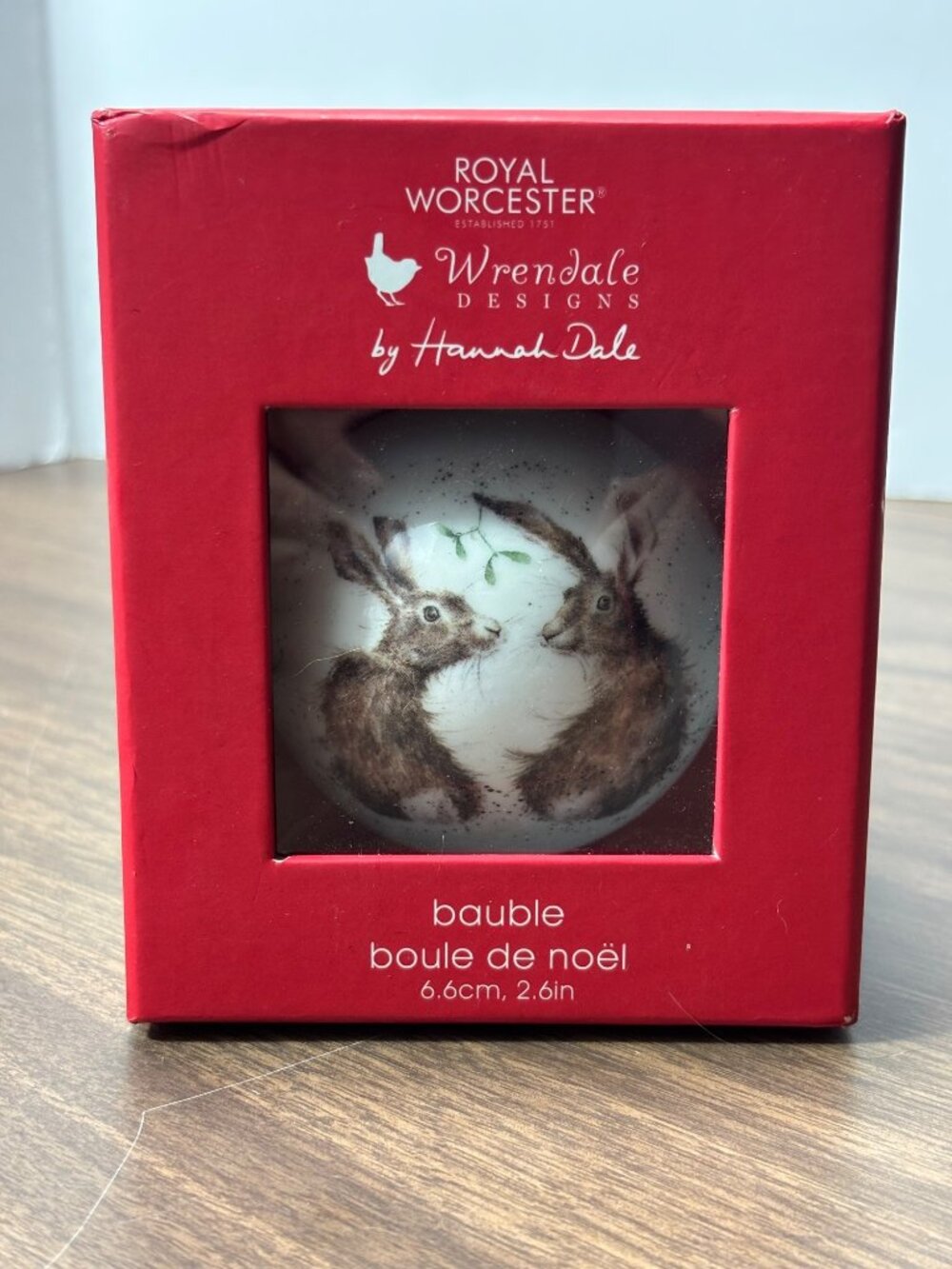 Royal Worcester Wrendale Designs Christmas Ornament With Hare Illustration